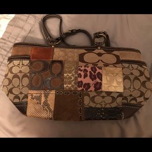 coach bag brown/beige patchwork/animal print